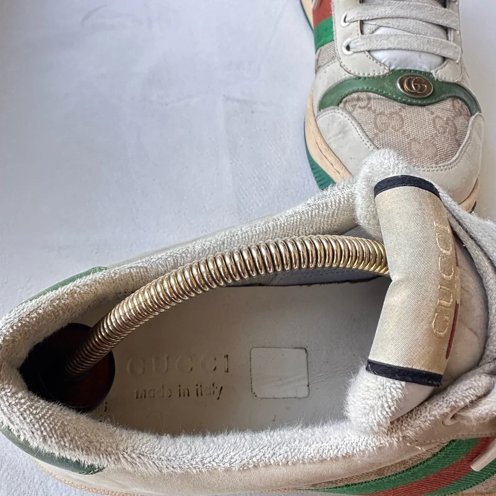Gucci Green and Cream Vintage Sneakers size US 8.5 IT 42
